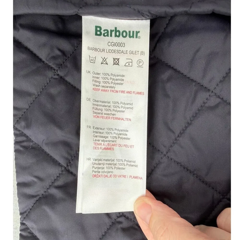 Barbour Youth Boy's XL Liddesdale Gilet Navy Quilted Snap Down Preppy Vest